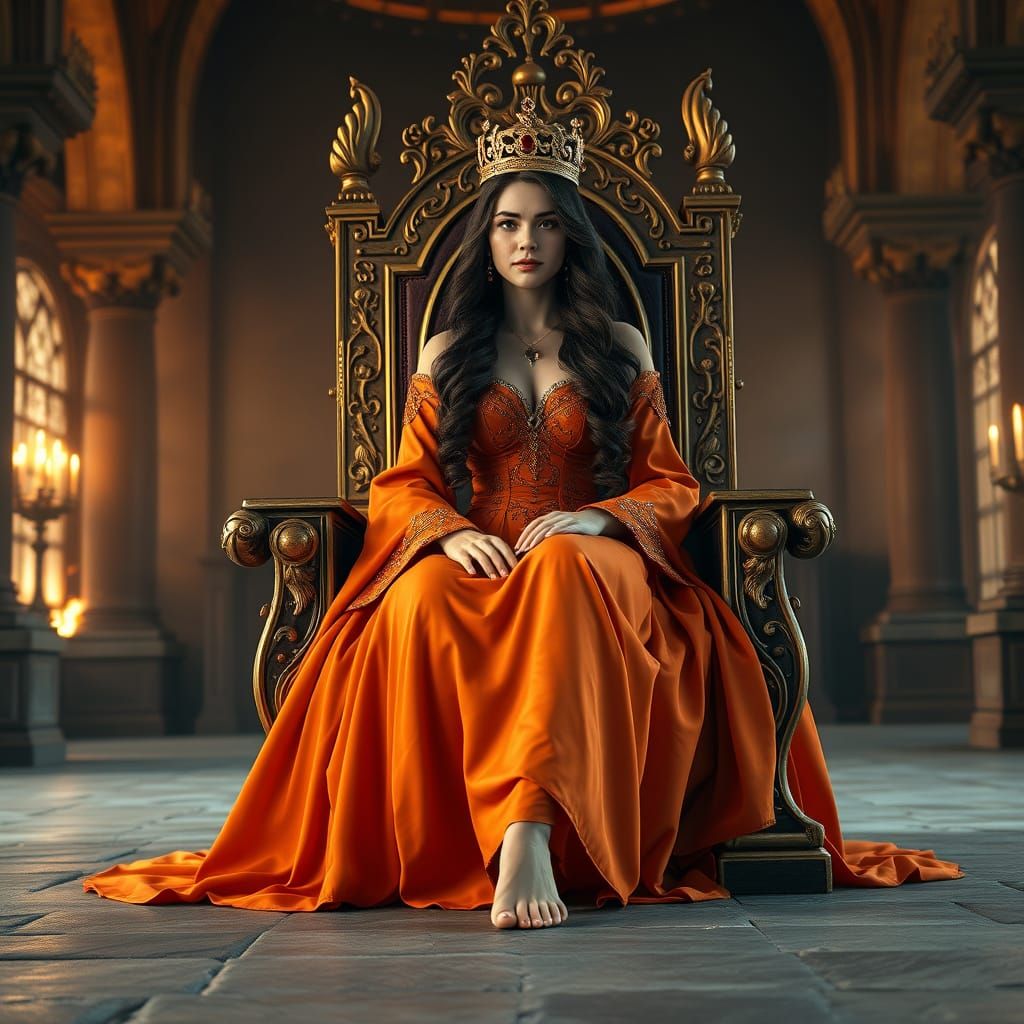 Regal Fantasy Queen in Warm, Golden Lighting