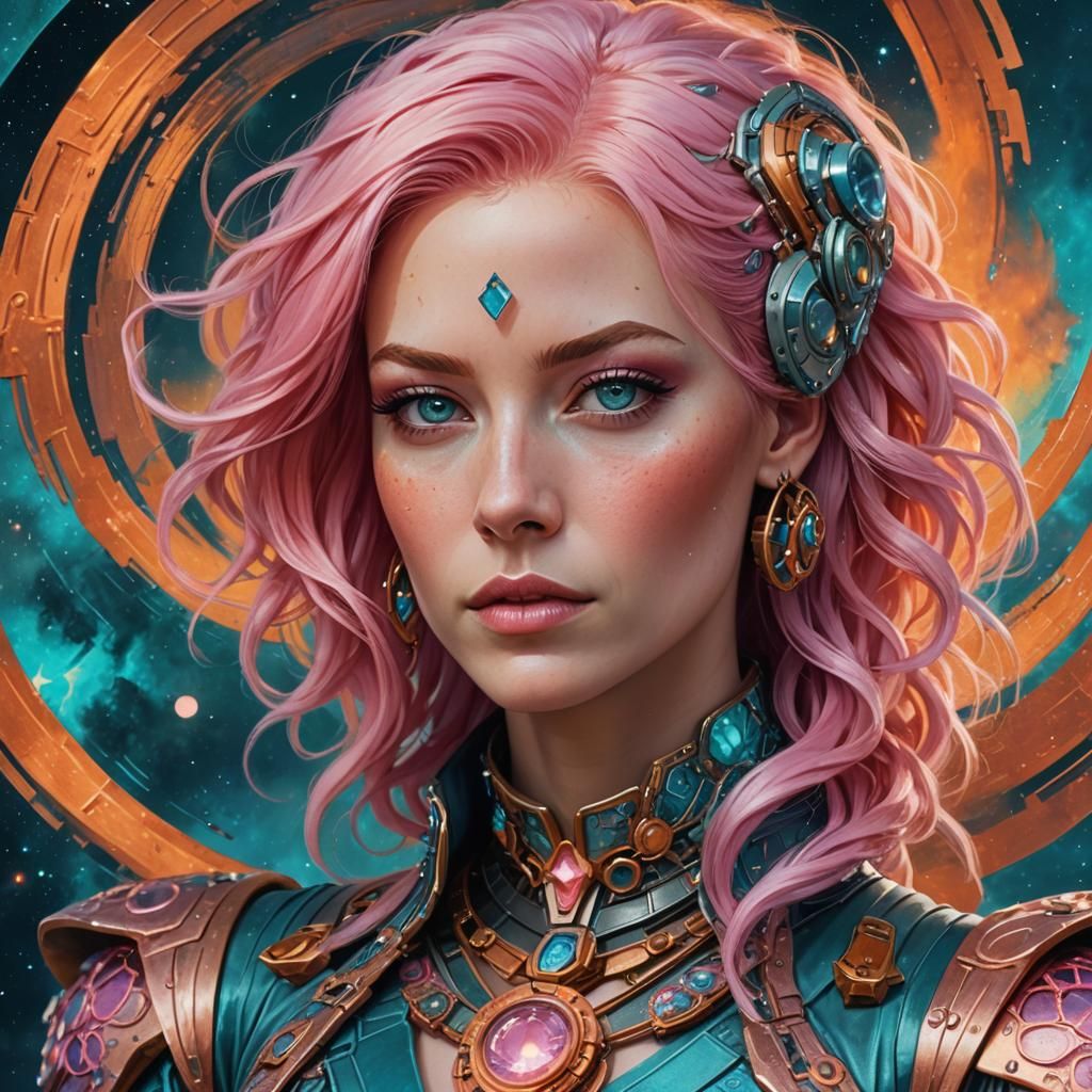 Fantasy Portrait of Woman with Futuristic Jewelry