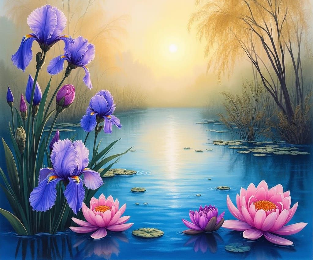 Serene Morning Watercolor Landscape