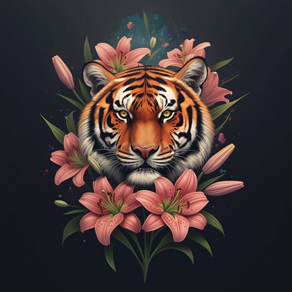 Butterfly Tattoo Design with Tiger Face Pattern