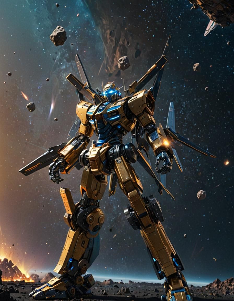 Massive Robot in Space: Vivid Digital Art