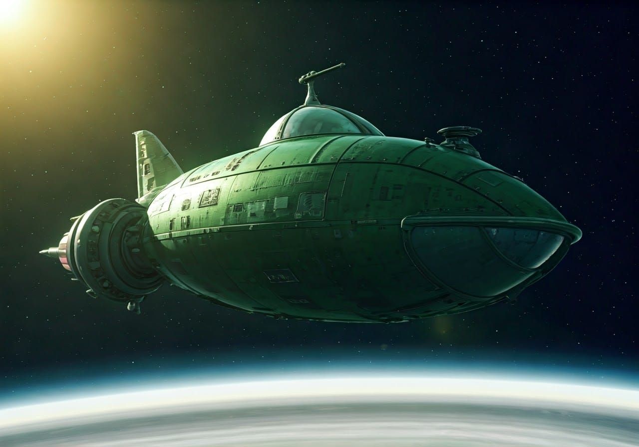 Hyper-Realistic Planet Express Ship Orbiting Exoplanet