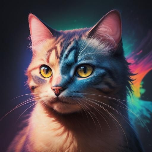 Hyperrealistic Abstract Cat in Splash Art Style