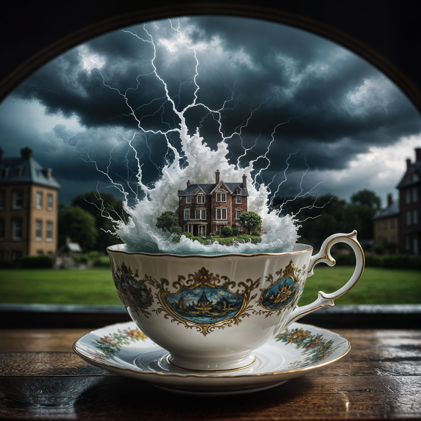 Hyperrealistic Storm in a Teacup Still Life