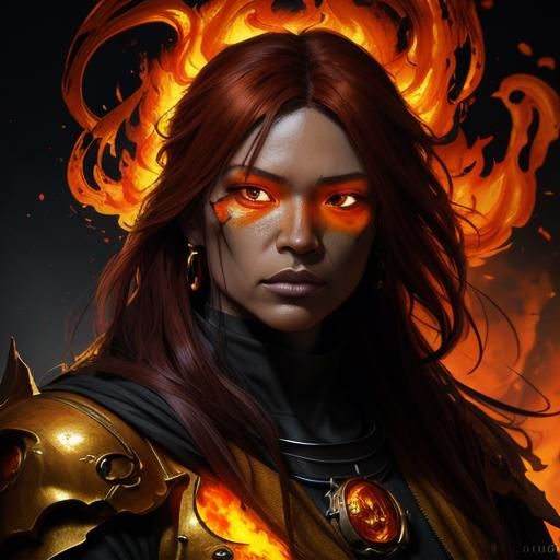 Burning Skull in Fire and Lava: Hyperdetailed Art