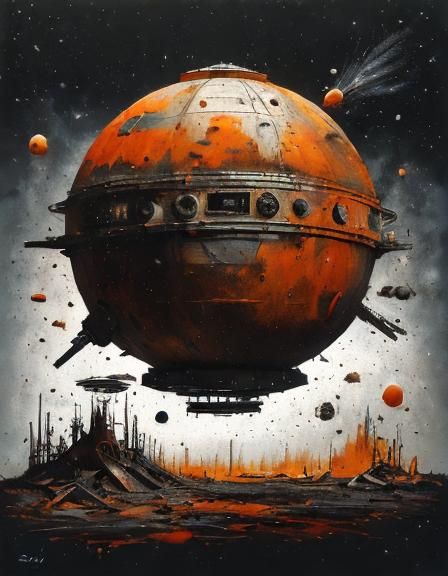 Gritty Retro Gunship in Dadaism Style