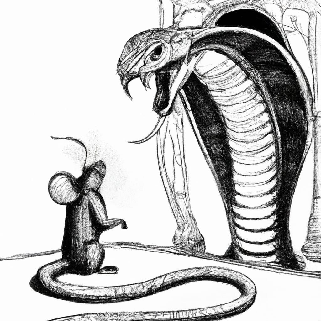 King Cobra Meets Doormouse in Dark Fantasy