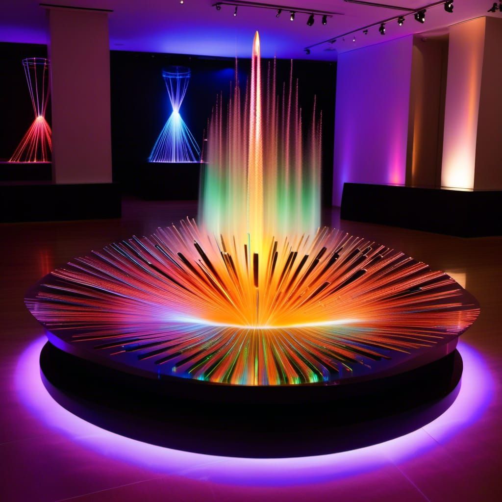 Holographic Laser Fountain with Fireworks Display