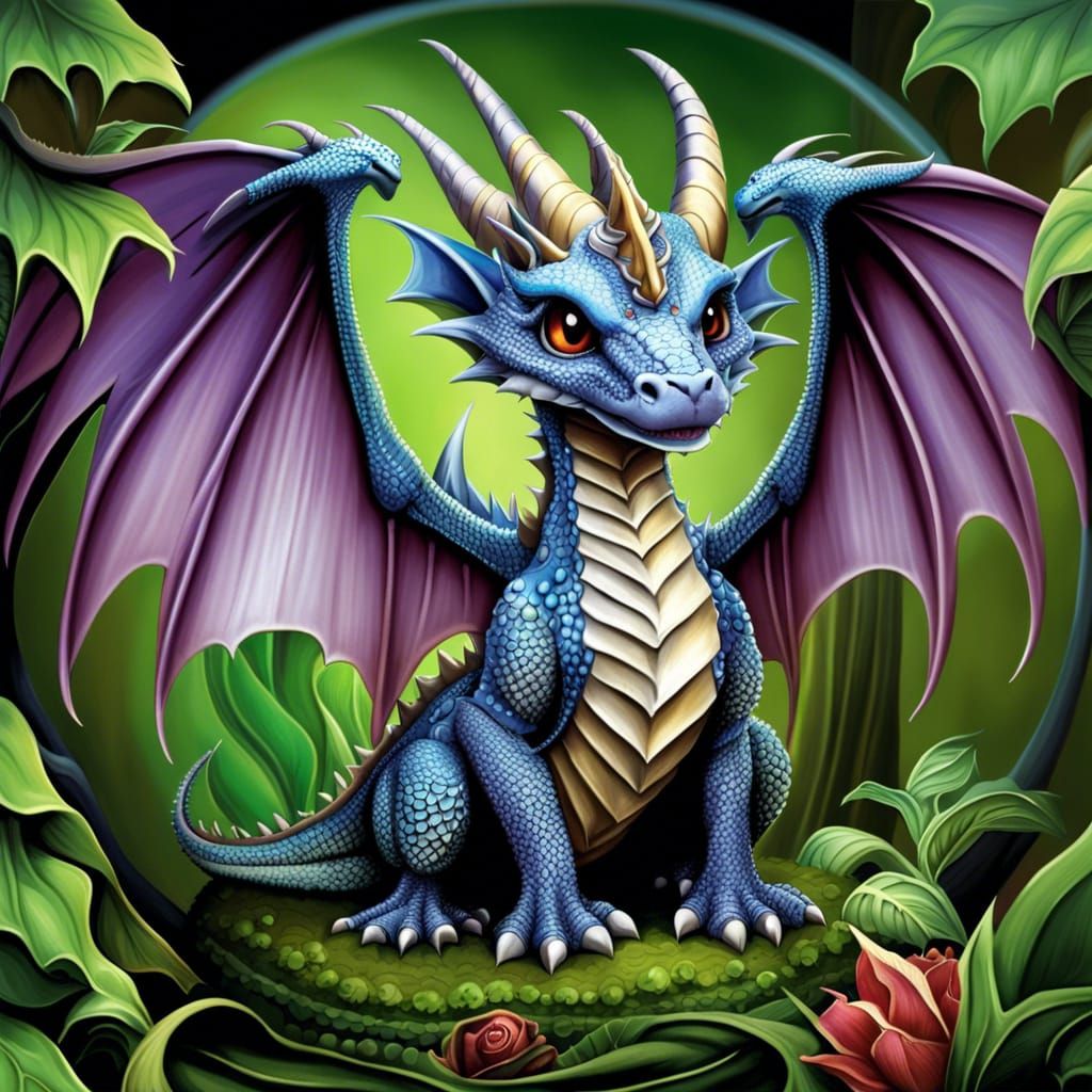 Whimsigothic Dragon in Qajar Art Style