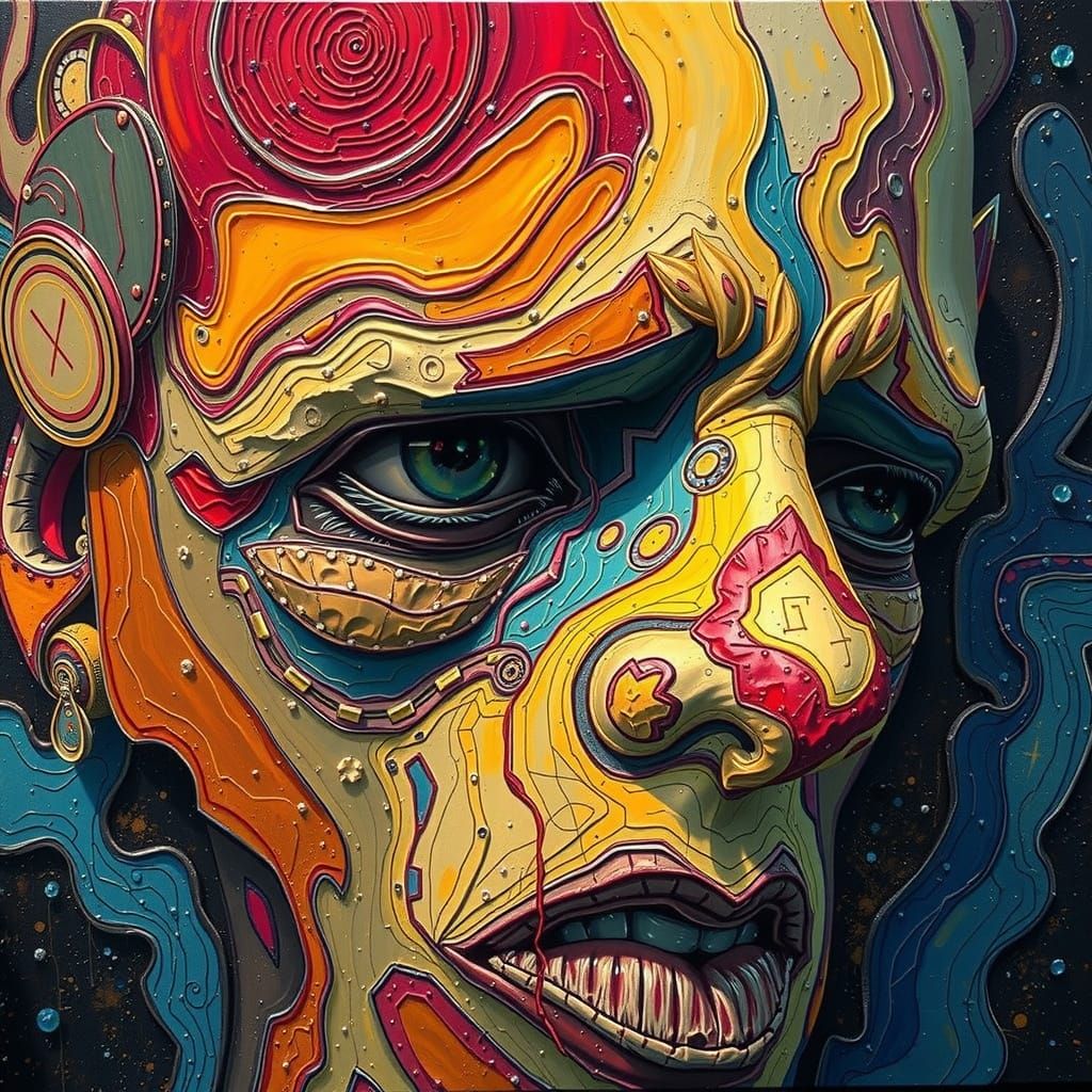 Man with Magenta Light Rays Emanating from Eyes