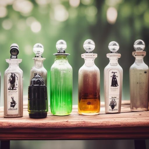 Aesthetic Poison Bottle Collection in Witch's Cabinet