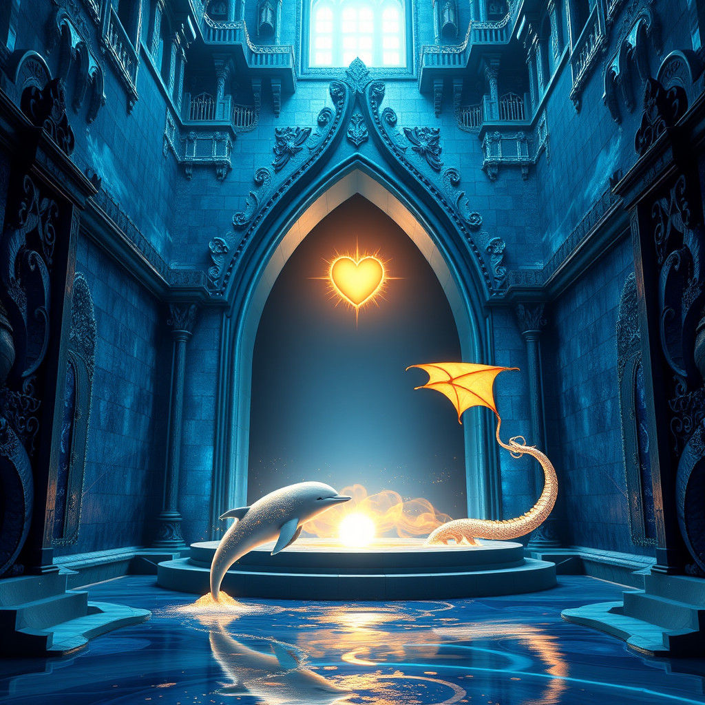 Sapphire Castle Heart Concept Art in Mystical Style
