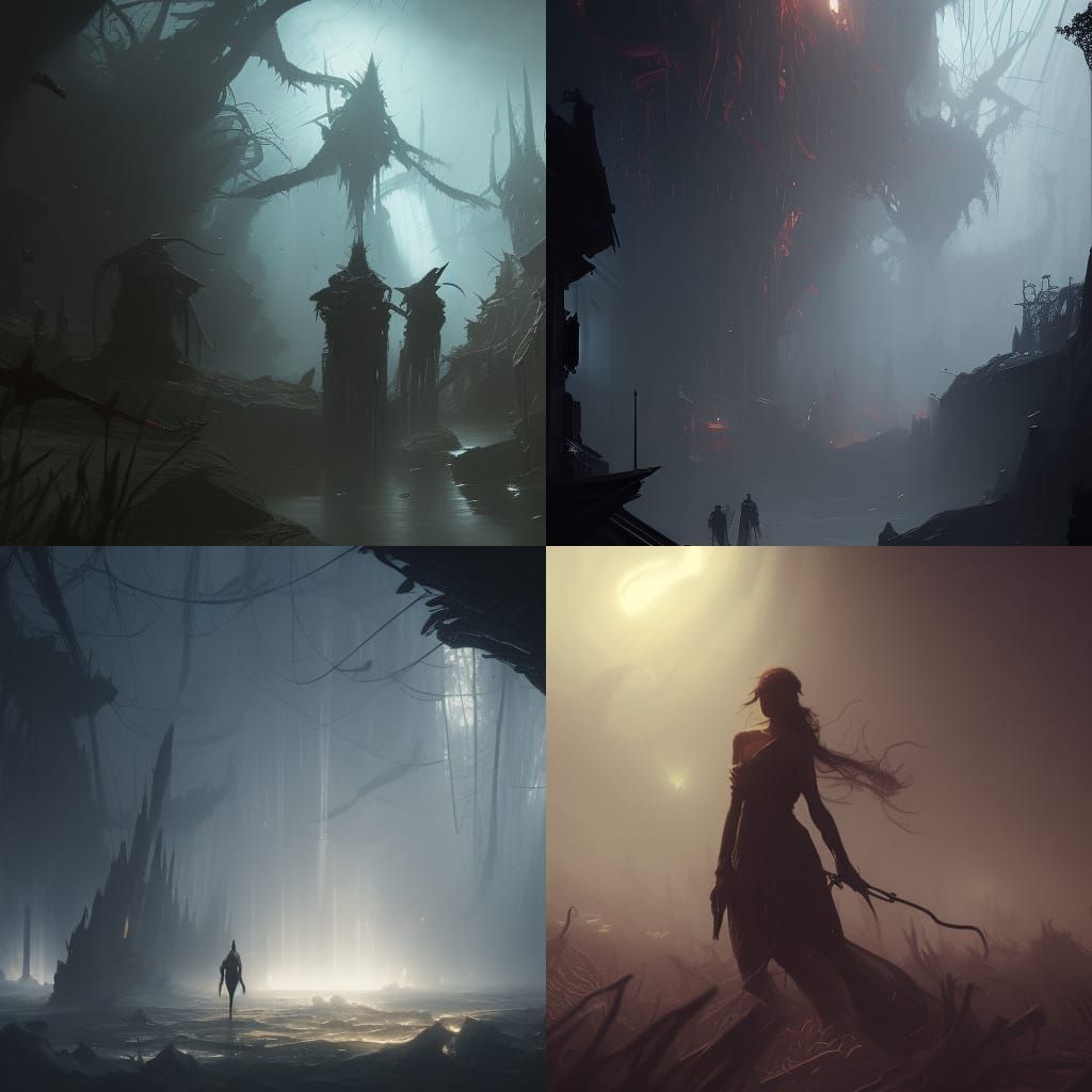 Shadow Creatures in Dark Fantasy Style