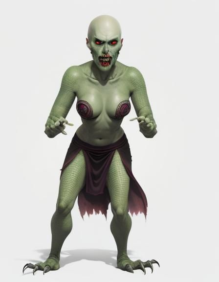 Surreal Vampire Goddess in Aztec Armor