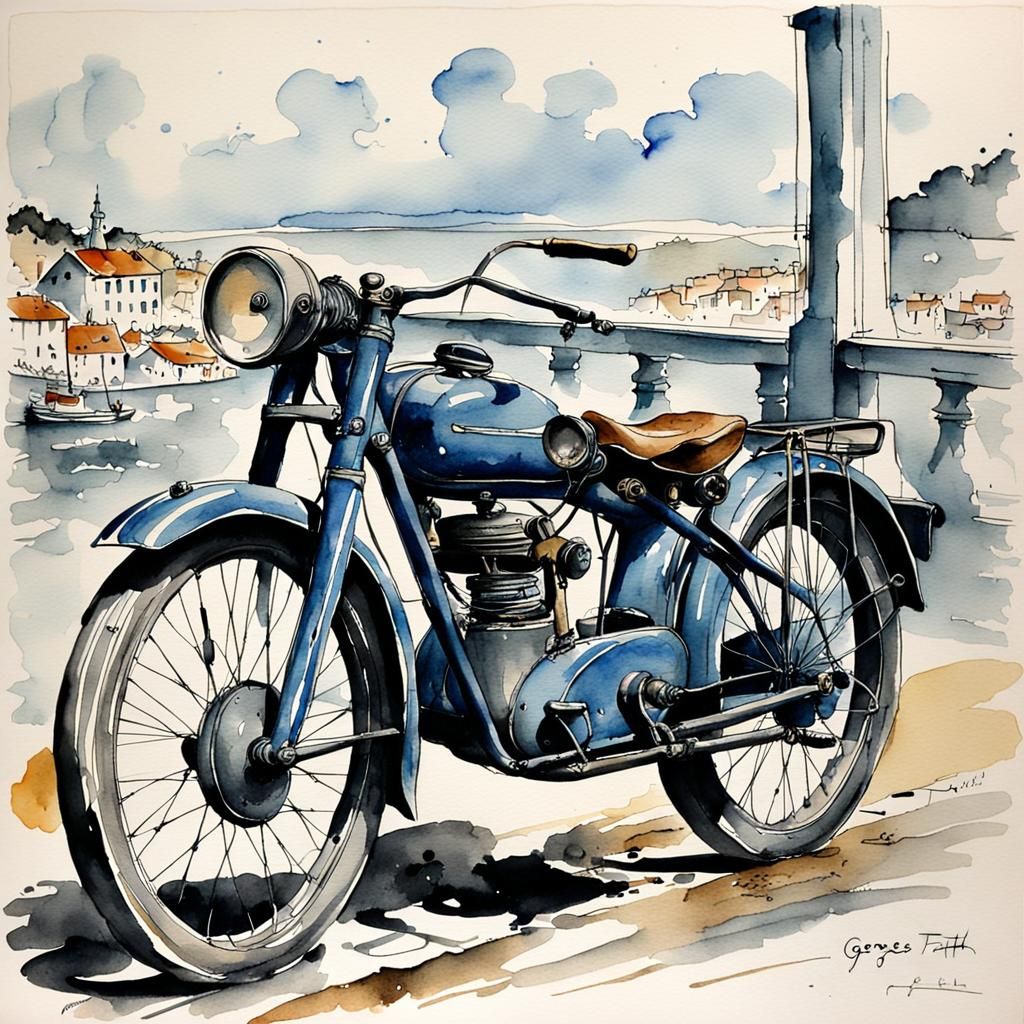 Elegant Woman in Watercolor and Ink Style