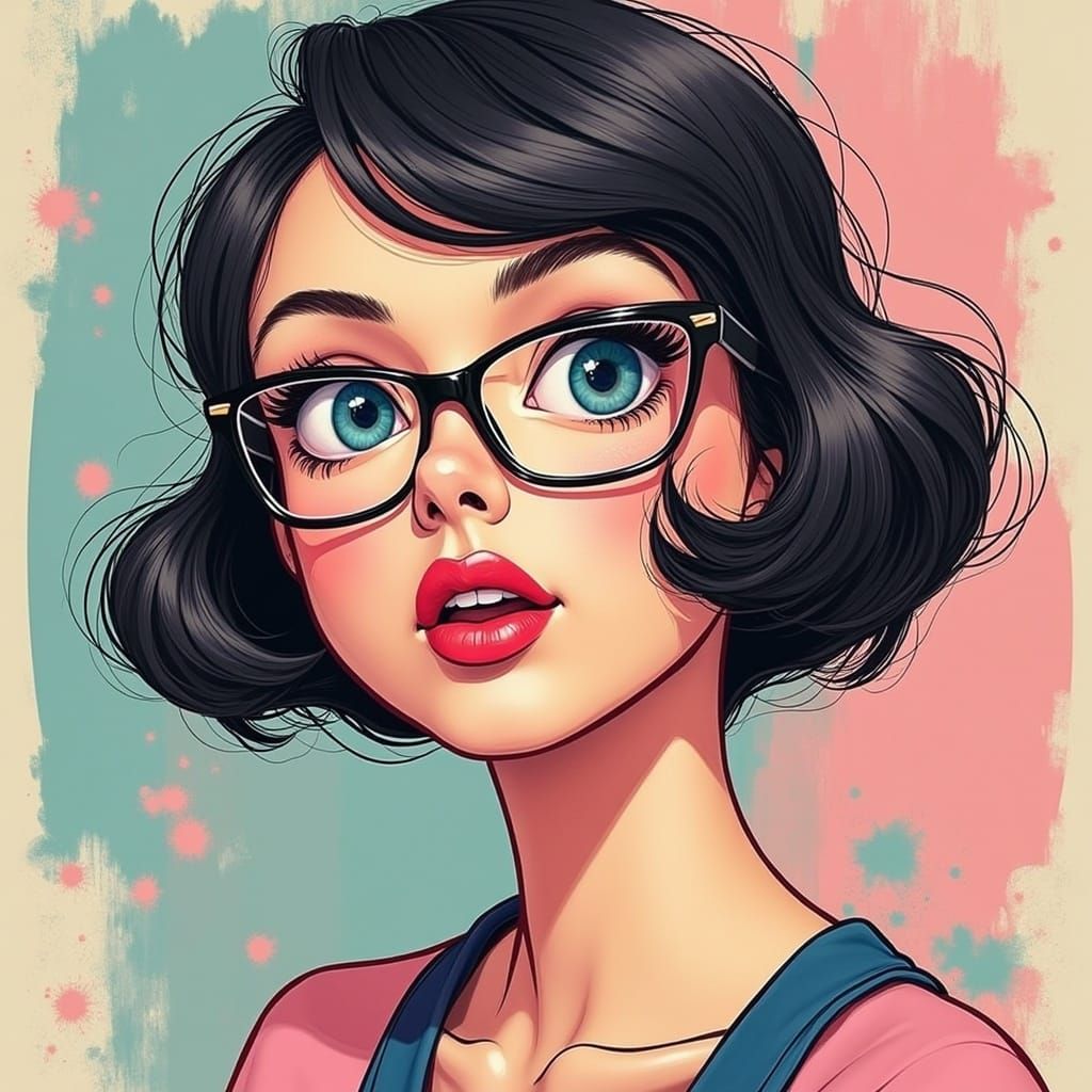 Edna Mode's Awe-Inspired Portrait in Pastel Acrylic