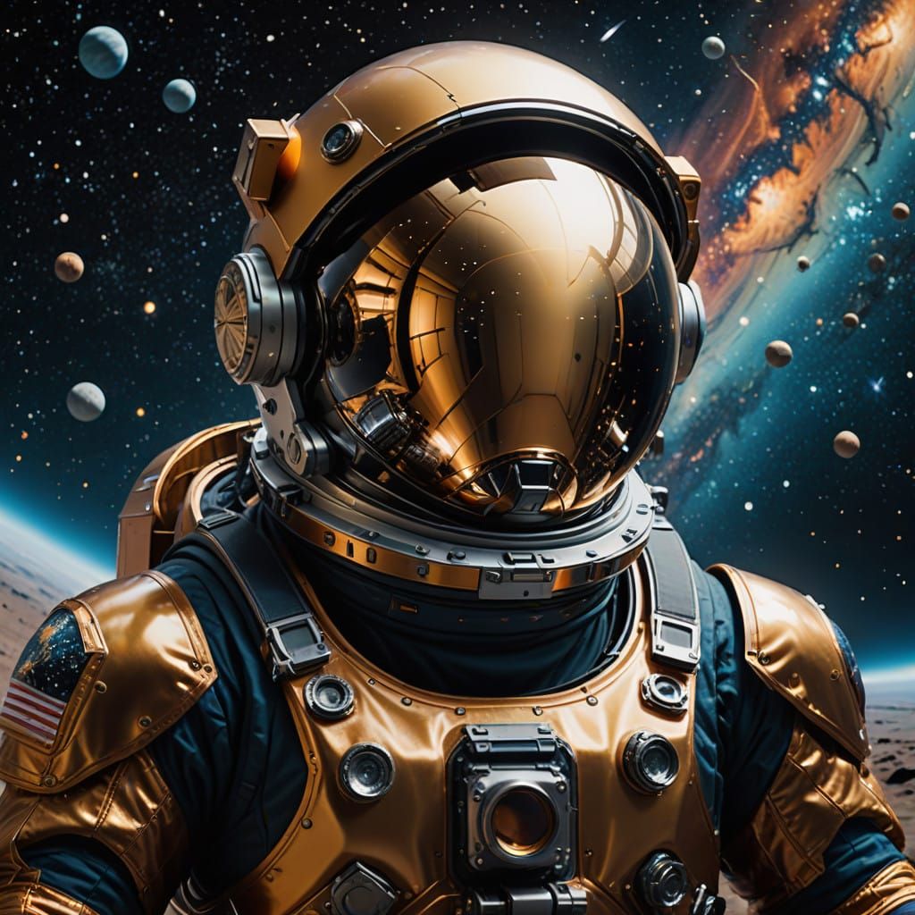 Astronaut Contemplating Cosmos in Dreamlike 35mm Film