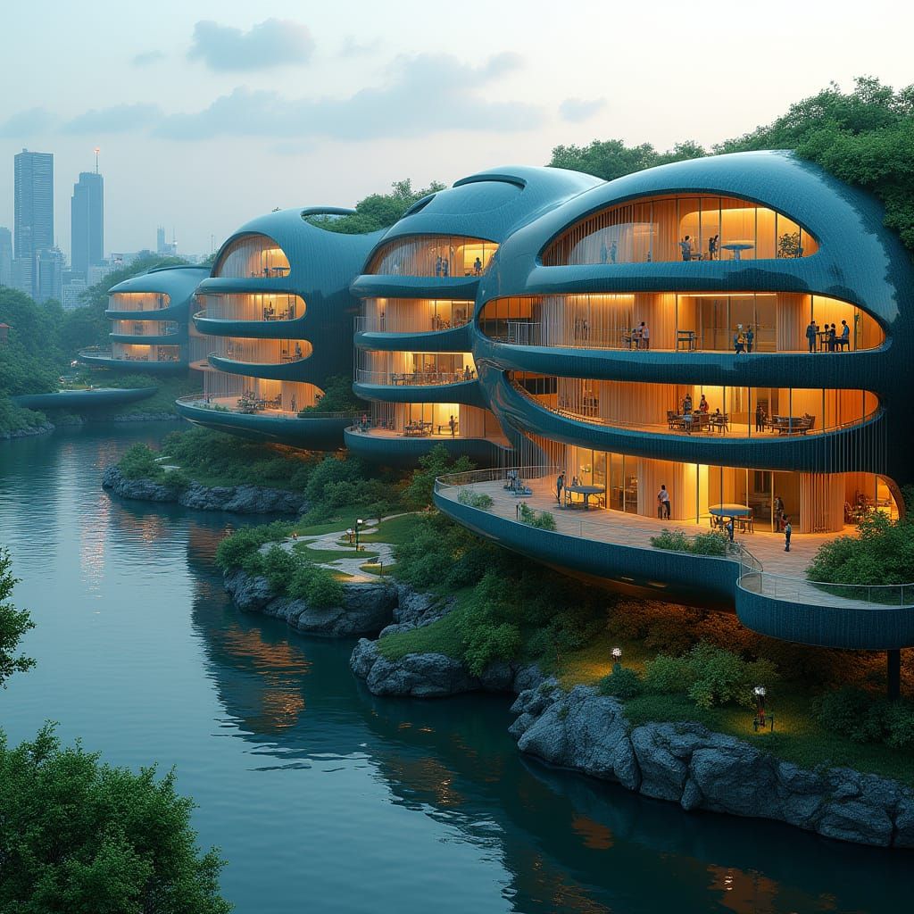 Futuristic Luminous Blooms Building Complex Rises from the L...