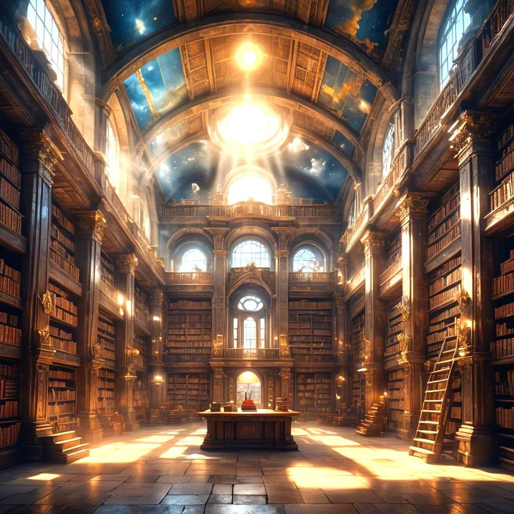 Heavenly Ancient Library in a Fantasy Setting