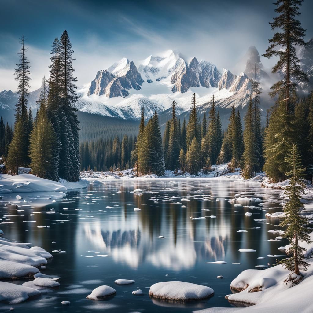 Majestic Snowy Mountain Landscape Photography