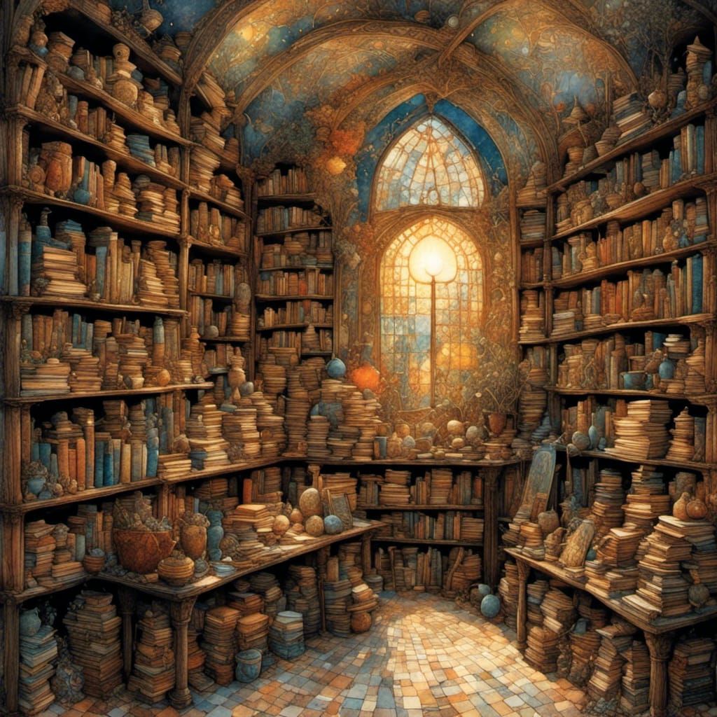 Bookshop in Style of Klee and Burch