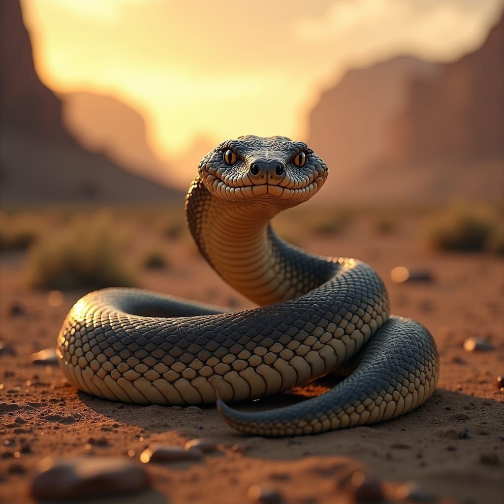 Hyper-realistic, cute, adorable,big fluffy rattlesnake on a ...
