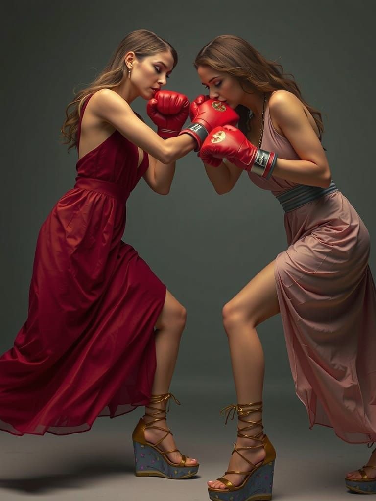 Female Boxers Clash in Luxury Ballroom