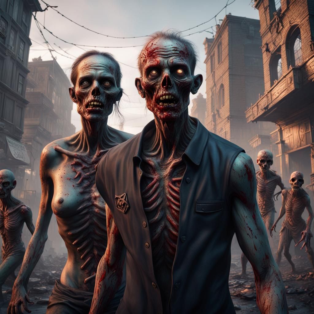 Human vs Zombies in Detailed Fantasy Art