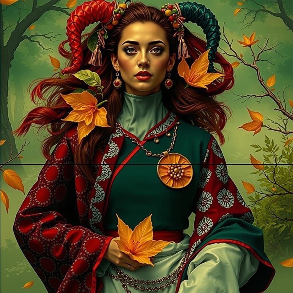 Mystical Forest with Diverse Figures in Photorealistic Style