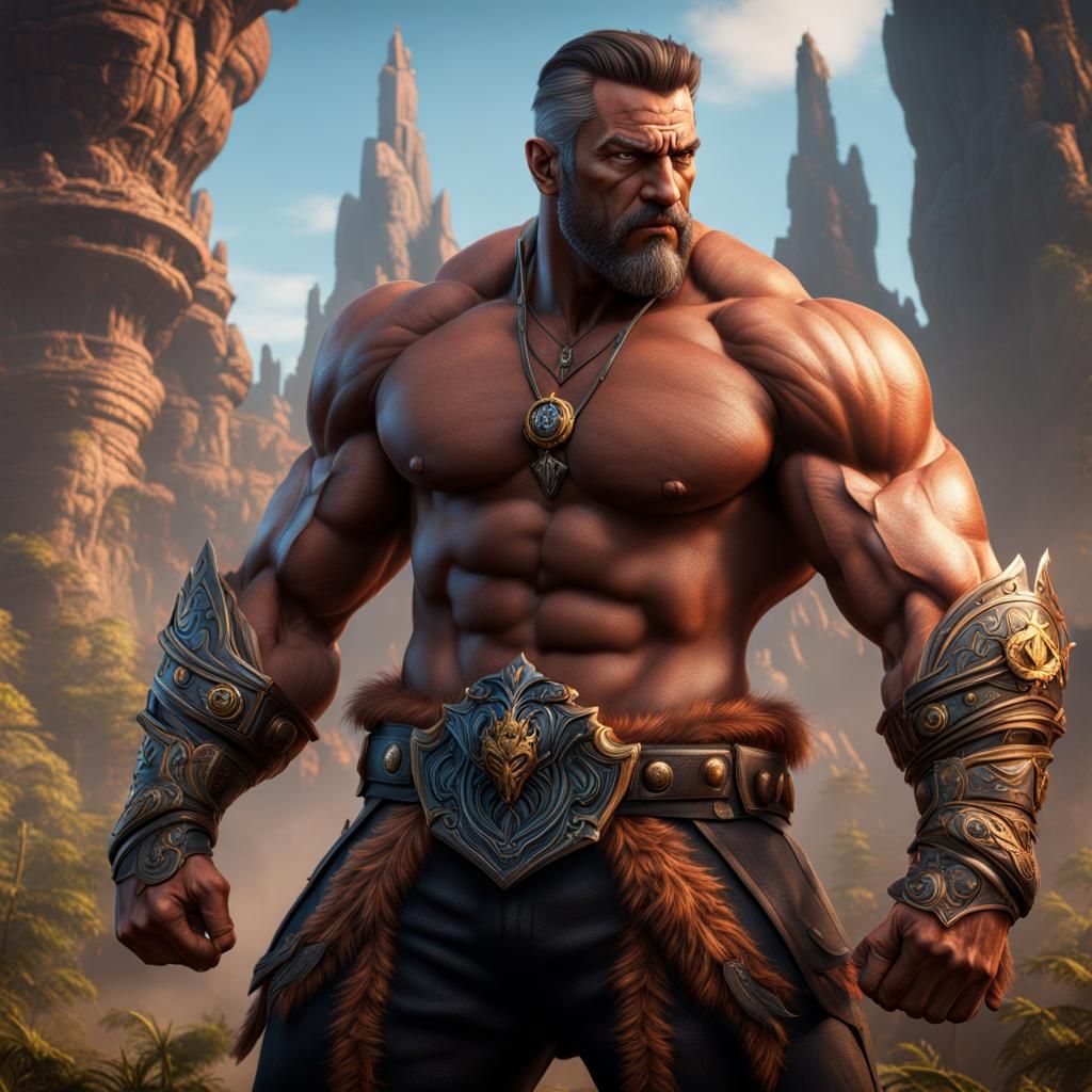 Detailed Matte Painting of a Muscular Man