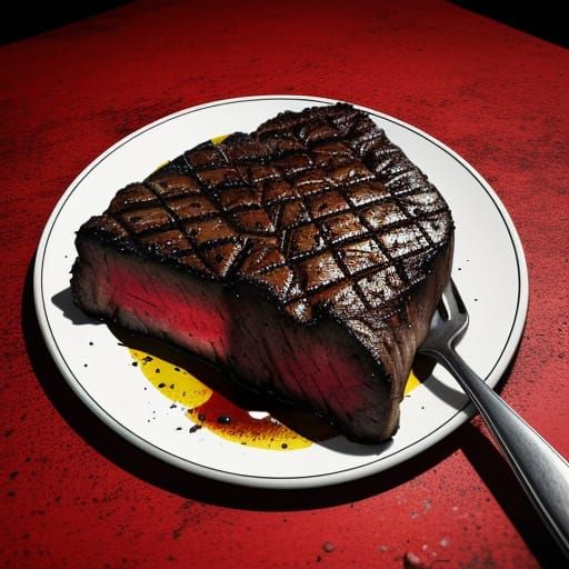 Hyperrealistic Steak Concept Art with Vibrant Colors