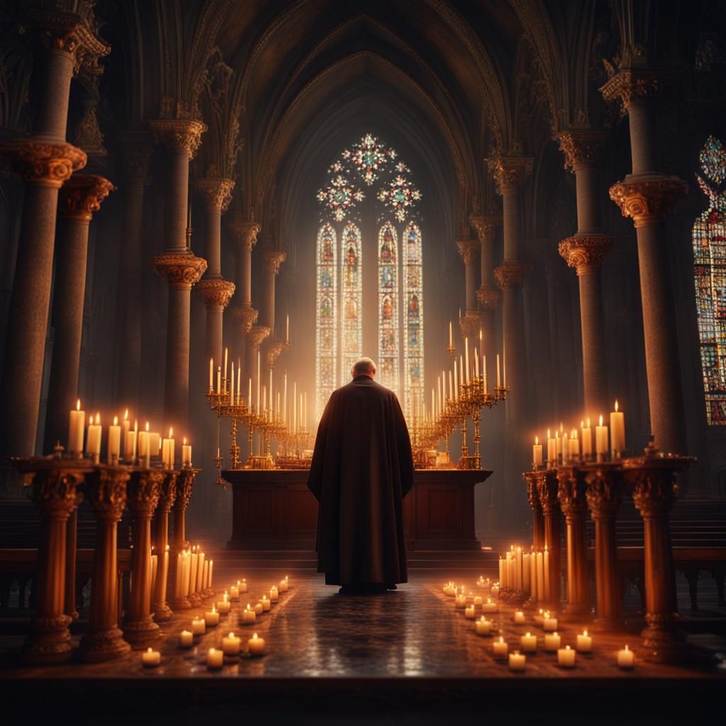 Priest Celebrates Mass: Epic Digital Matte Painting