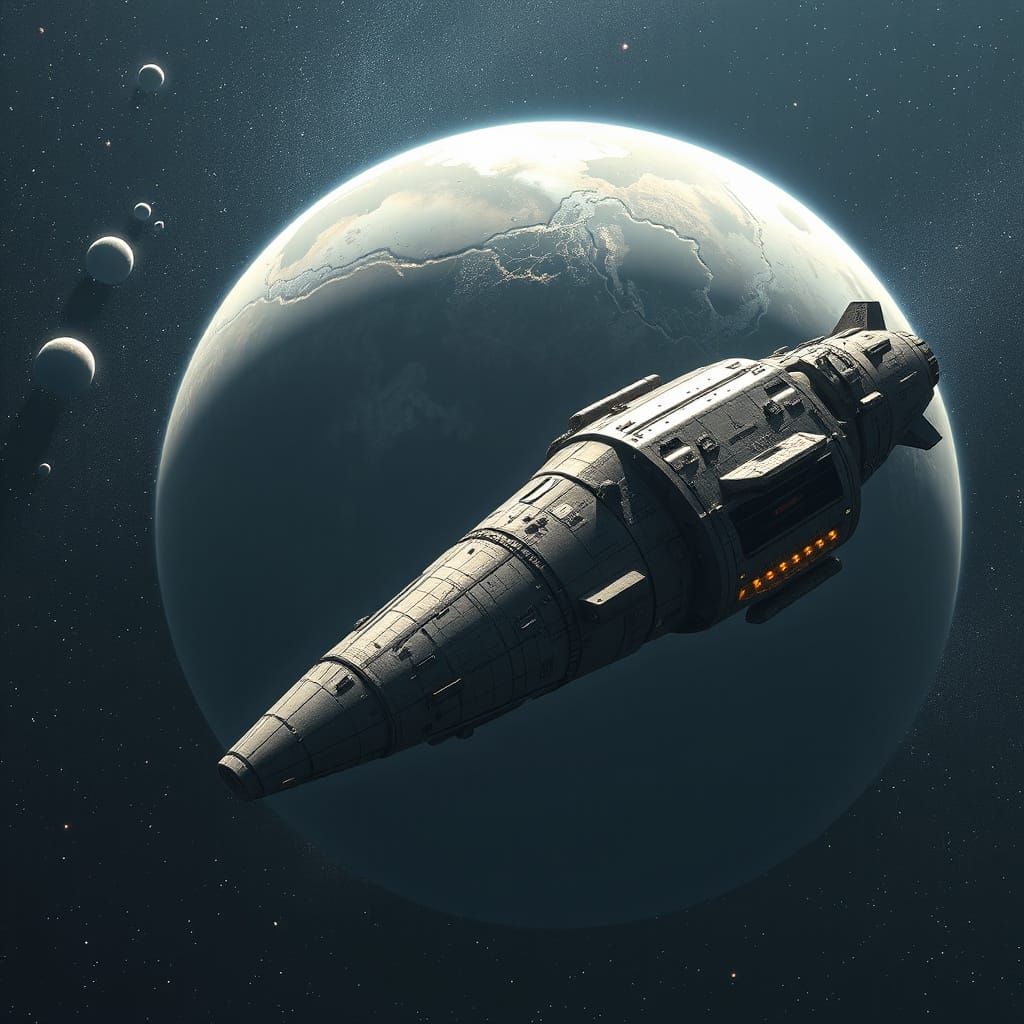 Colossal Generation Spaceship Drifts Past Gas Planet