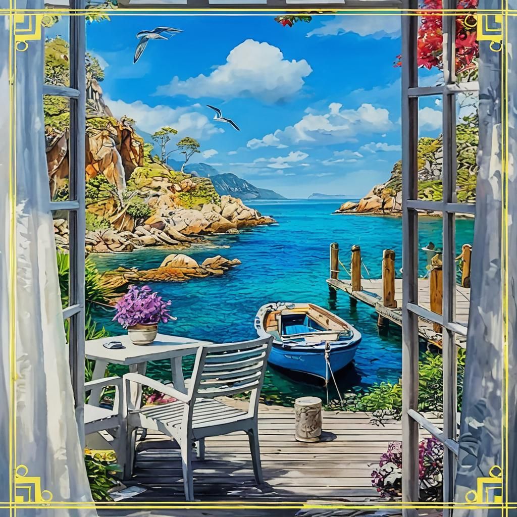 Serene Coastal Cove View from Window