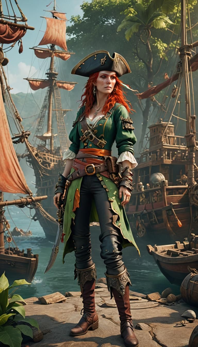 Female Pirate in Summer Colors: Fantasy Art