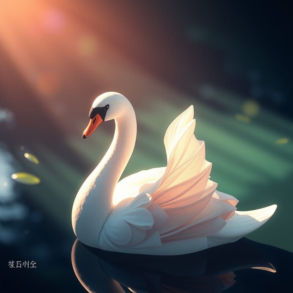 Fabric Swan in Anime Style Concept Art