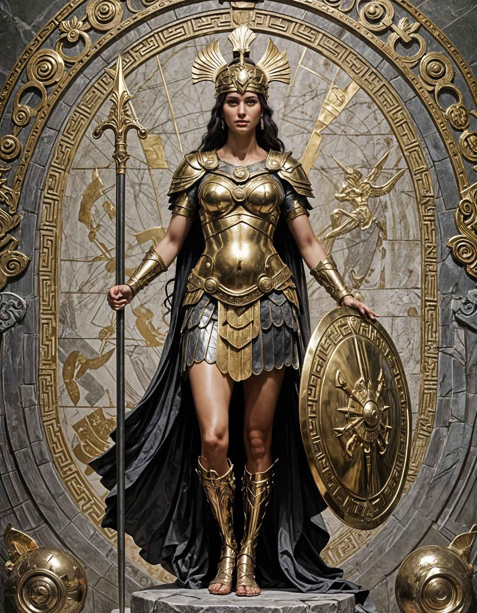 Athena Goddess in Gold Armor: Photorealistic Art