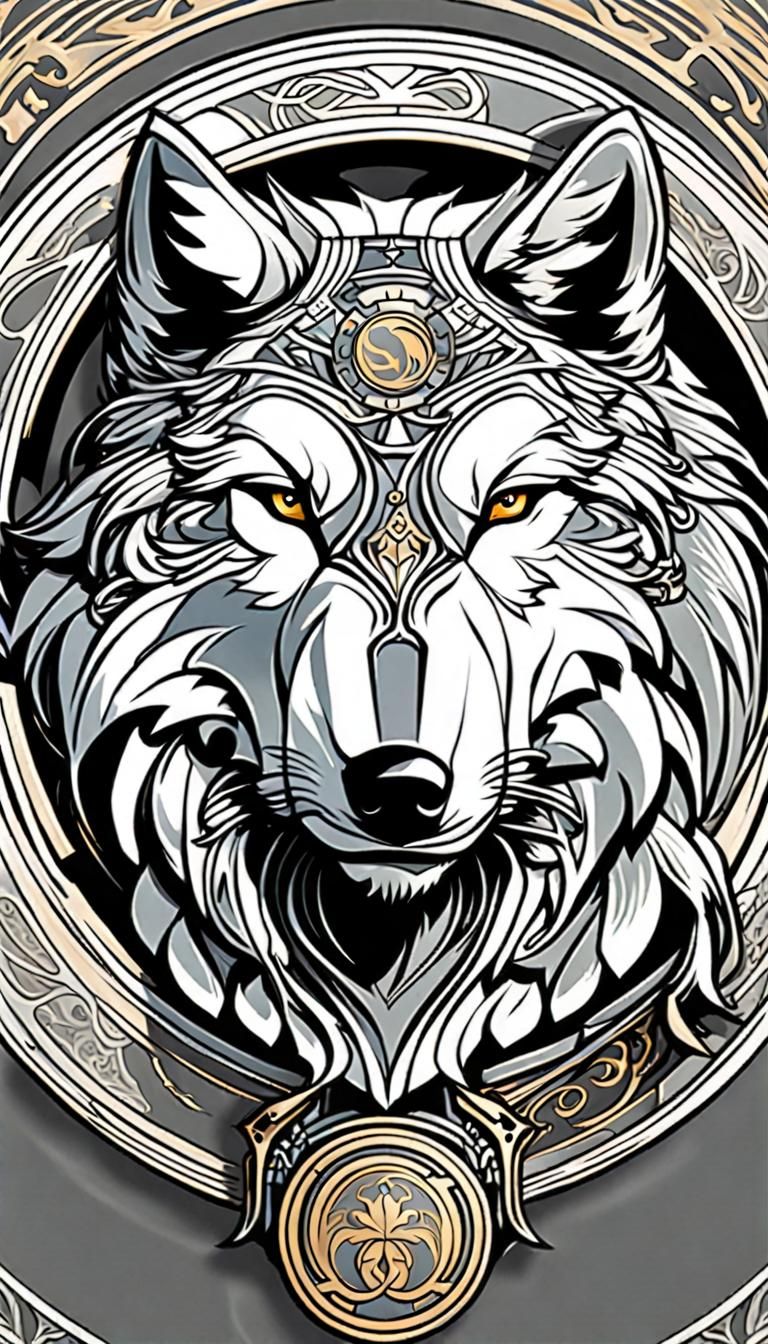 Wolf Knight Portrait in Art Nouveau Style