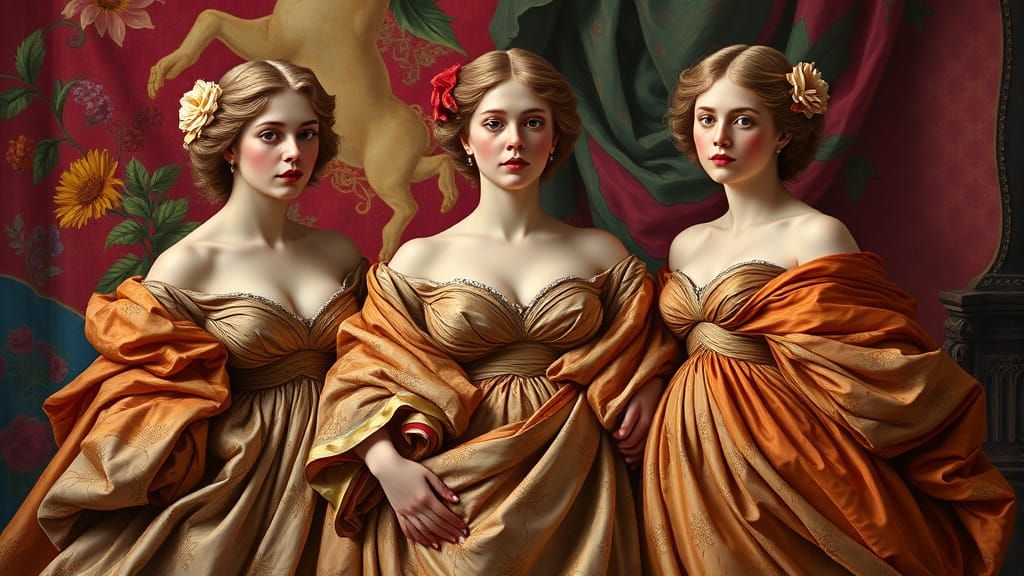 Elegant Rococo Graces in Dramatic Lighting