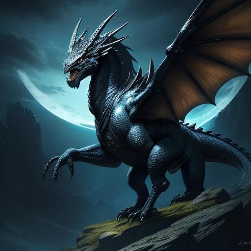 Majestic Bahamut Roaring in a Mystical Realm