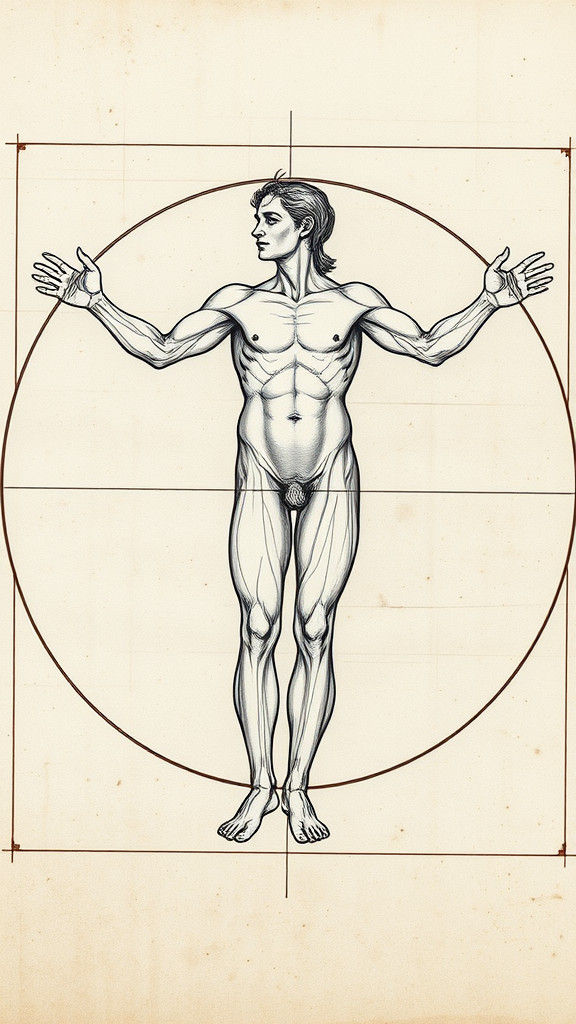 Vitruvian Man: Renaissance-Style Anatomical Sketch