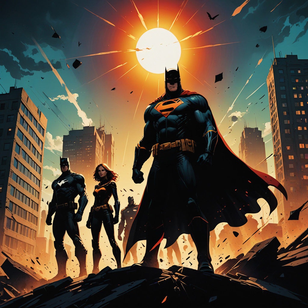 Gritty Superheroes Defy Gravity in Dynamic Comic Book Scene