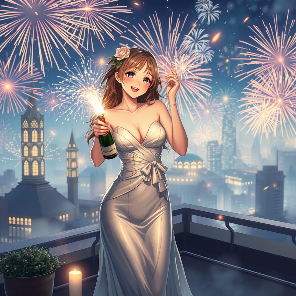 Ethereal New Year's Celebration in Fantasy Landscapes