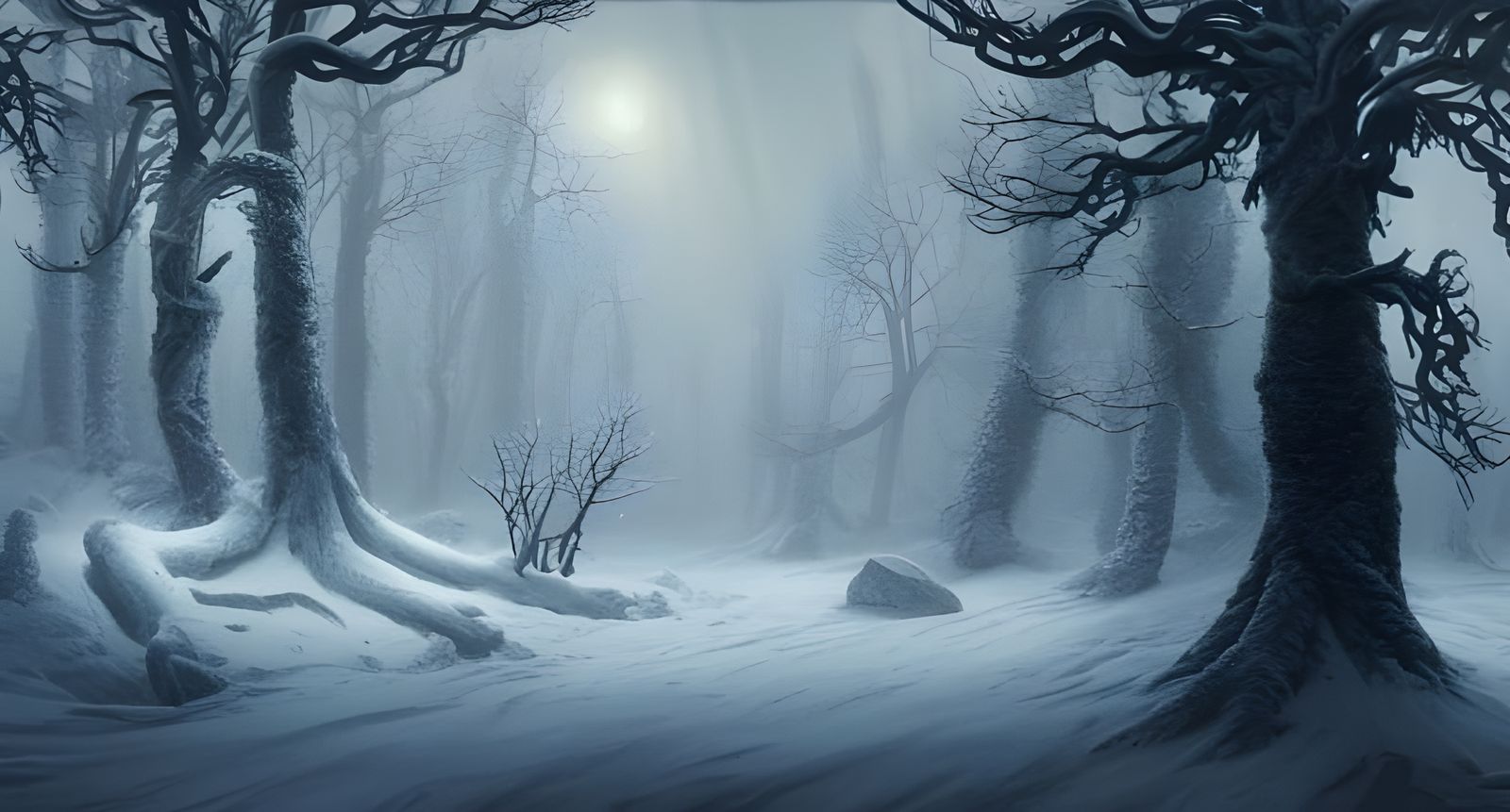 Lovecraftian Winter Forest: Detailed Digital Art
