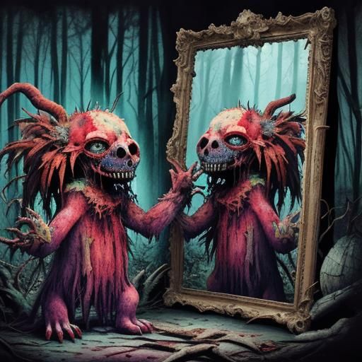 Colorful Monster's Glitch Art Reflection