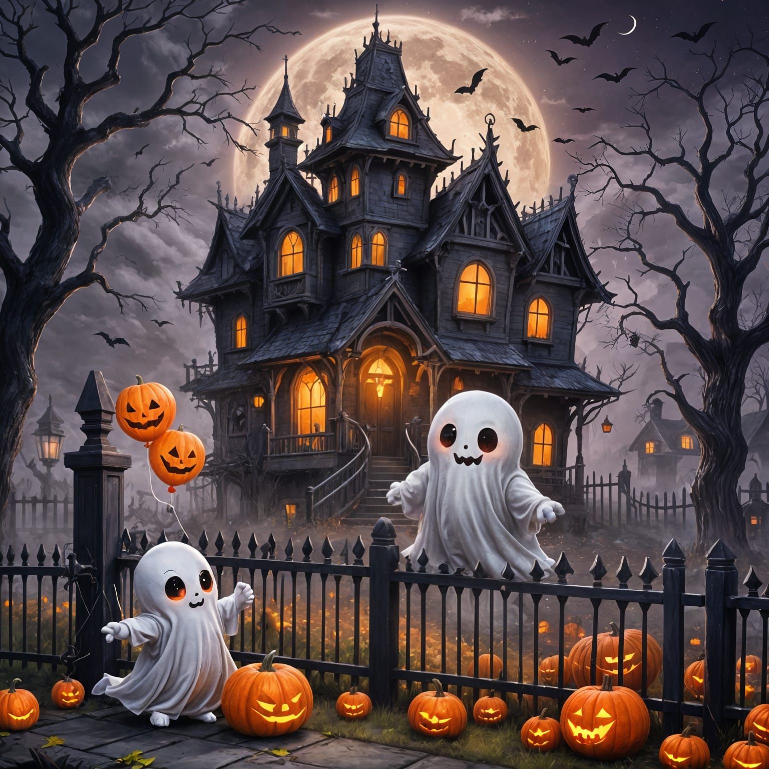 Cute Baby Ghost on Halloween Night
