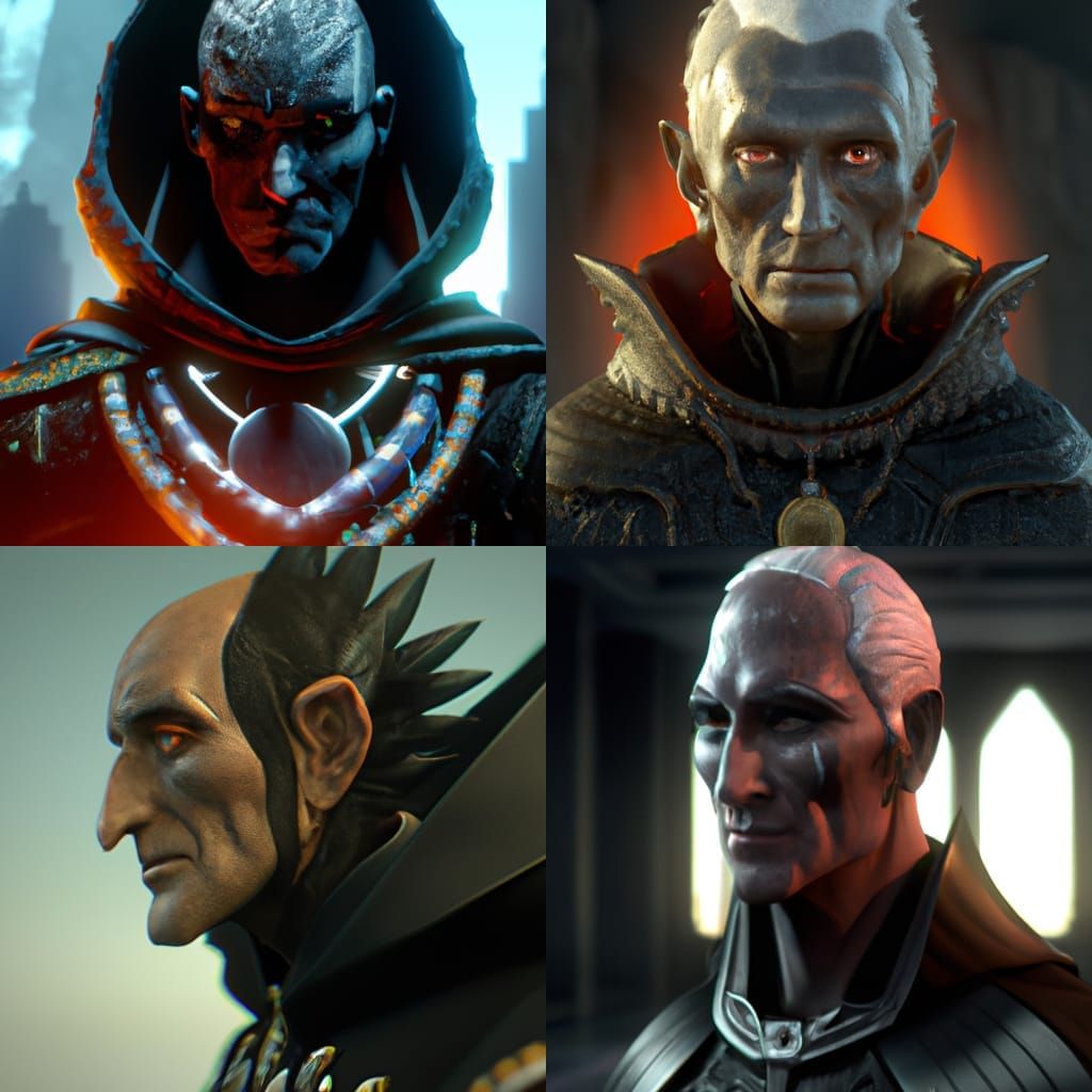 Futuristic Evil Priest Portrait in Digital Art Style