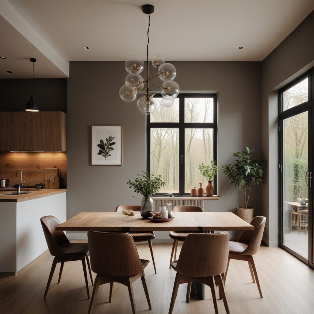 Dutch Modern Dining Room in Warm Wood Tones