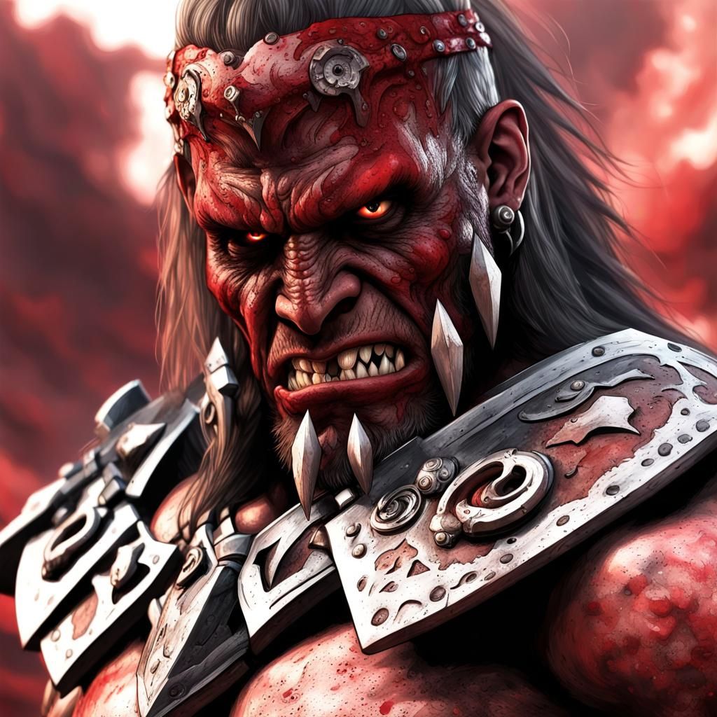 Fearsome Red Orc Barbarian Concept Art