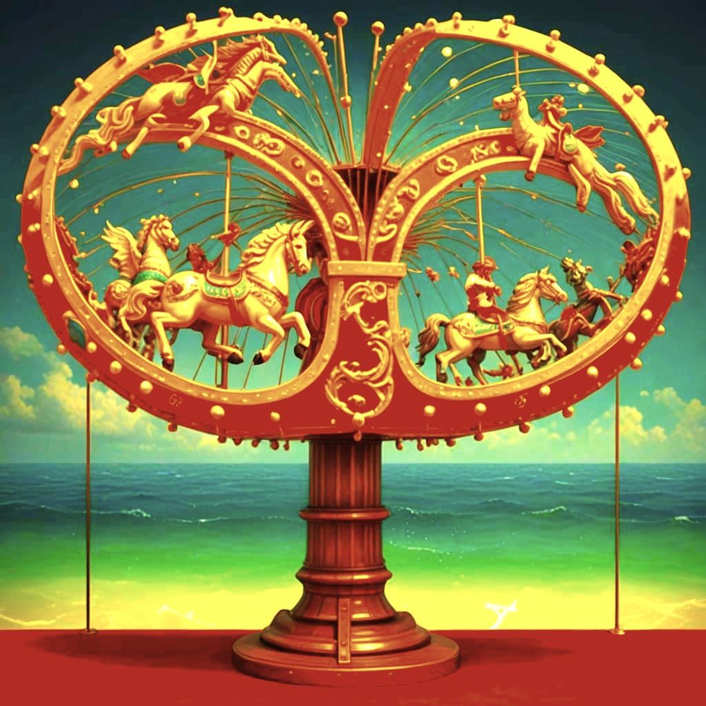 Surreal Carousel Submerged in Turquoise Waters